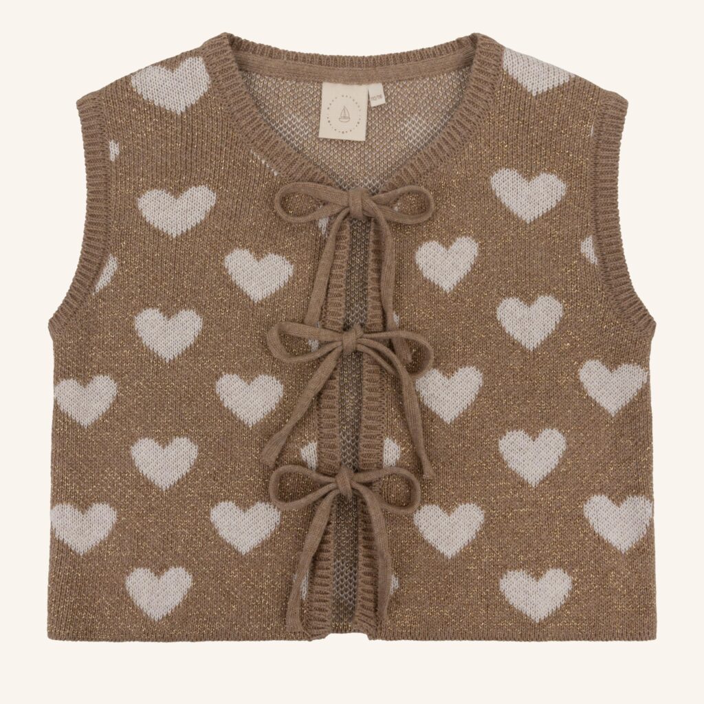 Heart gillet brown melange glitter