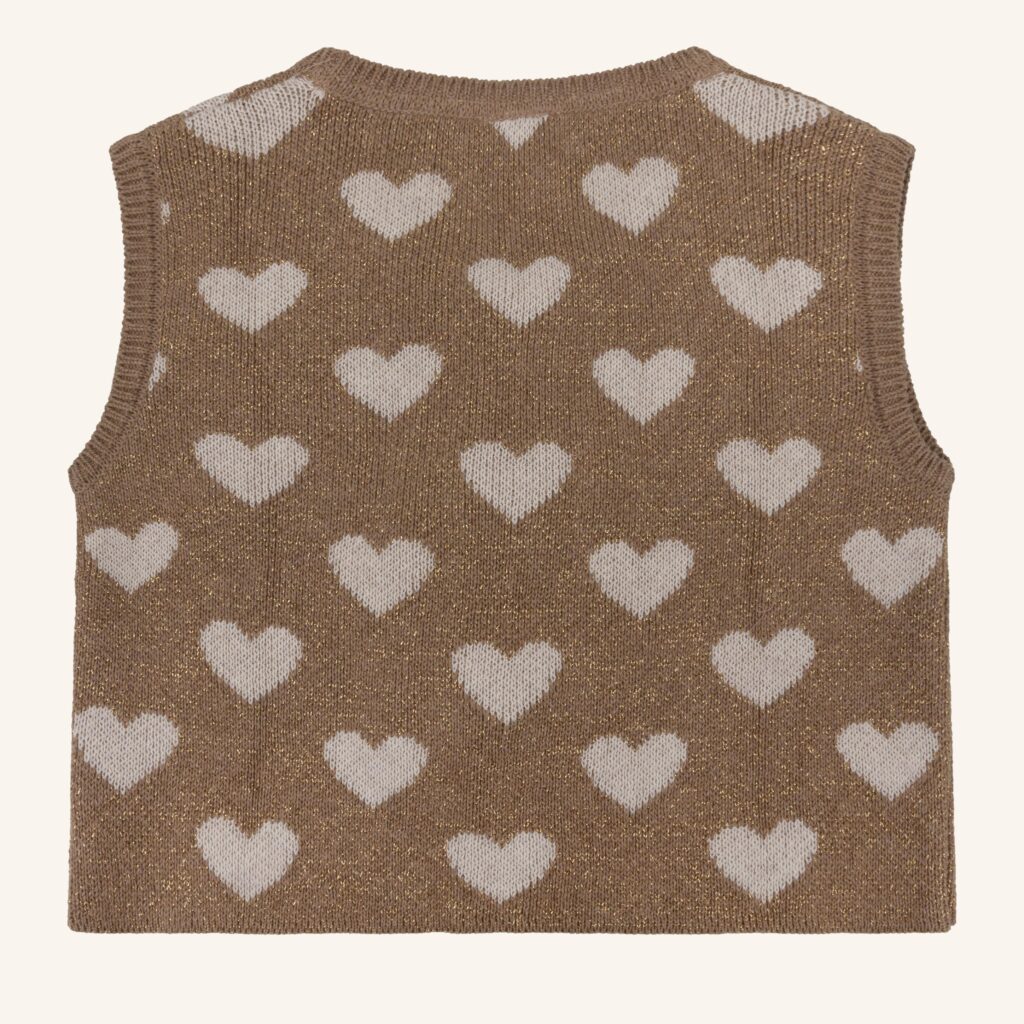 Heart gillet brown melange glitter