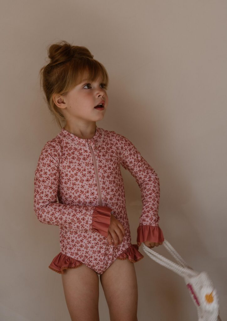 Swimsuit pink leopard flower