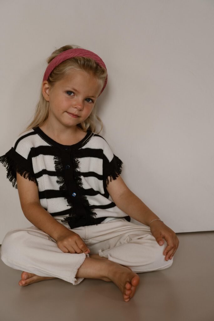 Claire striped ruffle gillet