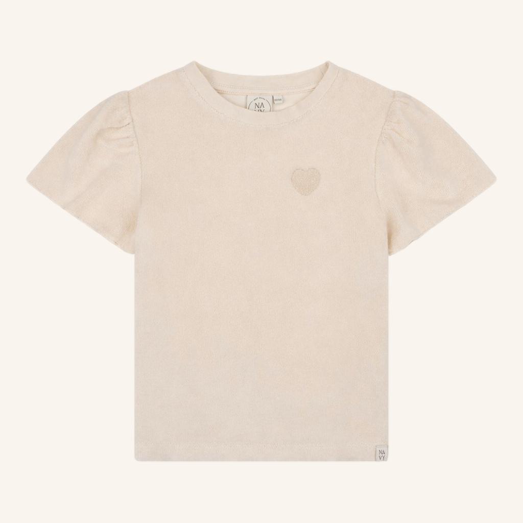 Ruffle t-shirt almond badstof